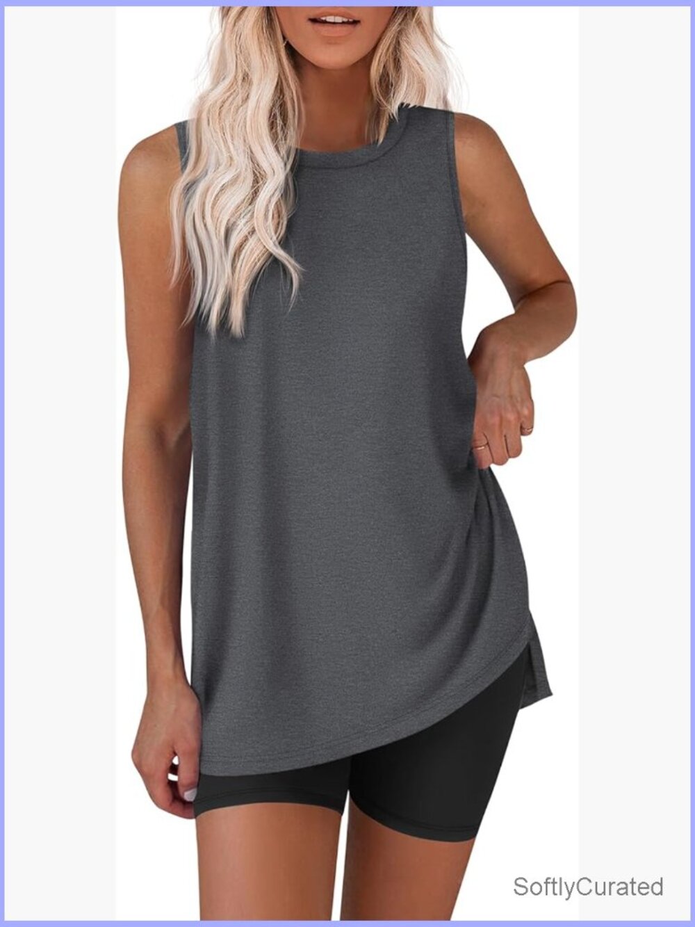 2 Piece Biker Short Set Sleeveless Lounge Outfit Summer Athletic